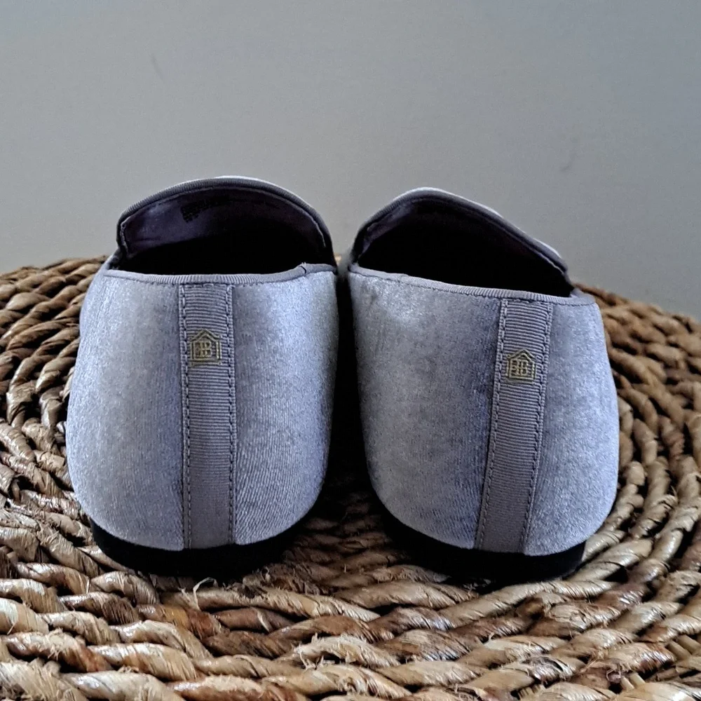 Birdies Women's The Starling Round Toe Gray Velvet Slip On Loafer Flat Size 10.5